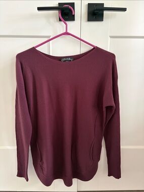 CHARLIE B Deep Wine Scoop Neck Sweater